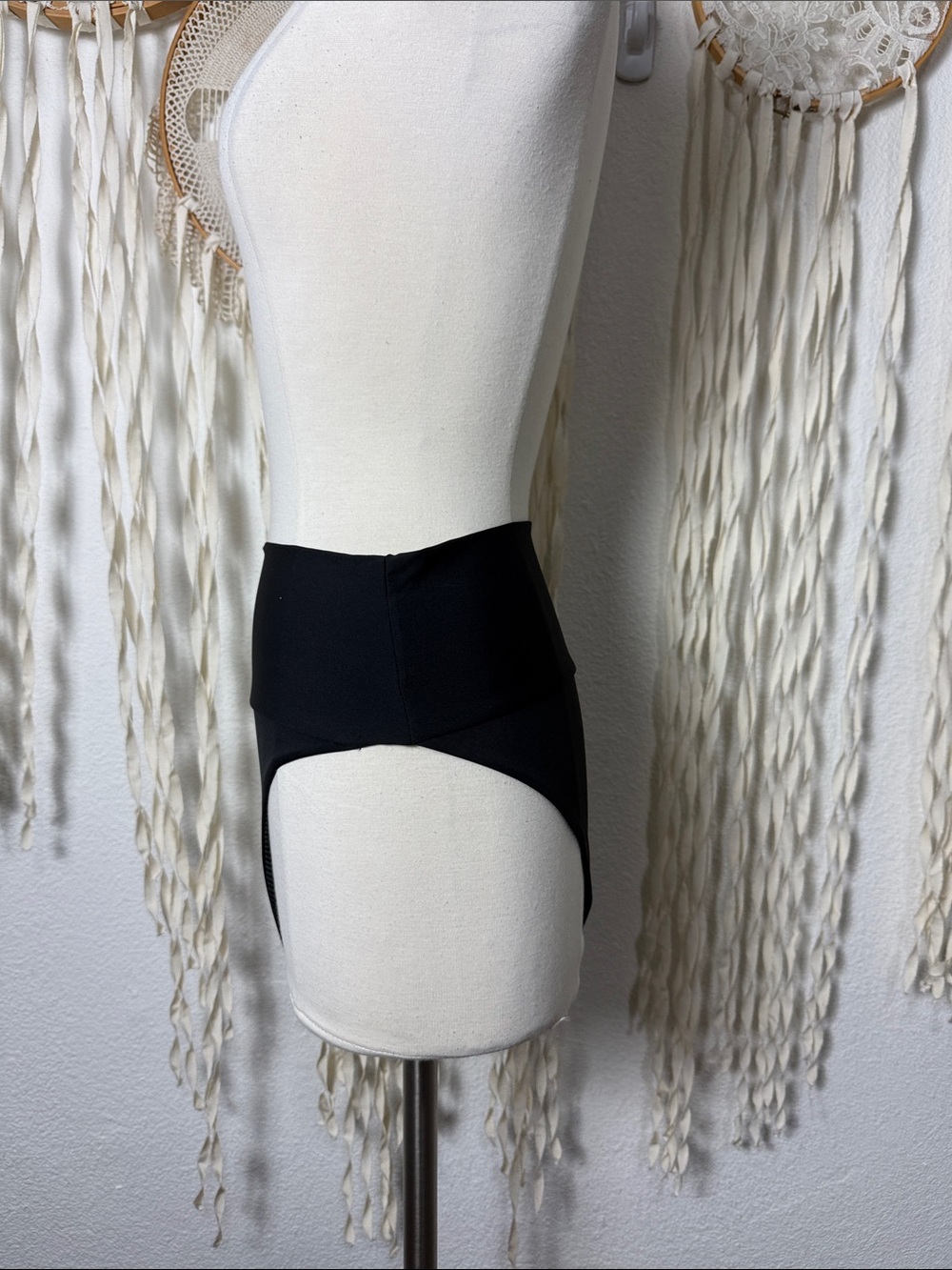Acacia Black High Rise Fold Over Bikini Bottoms Size M - Picture 2 of 9